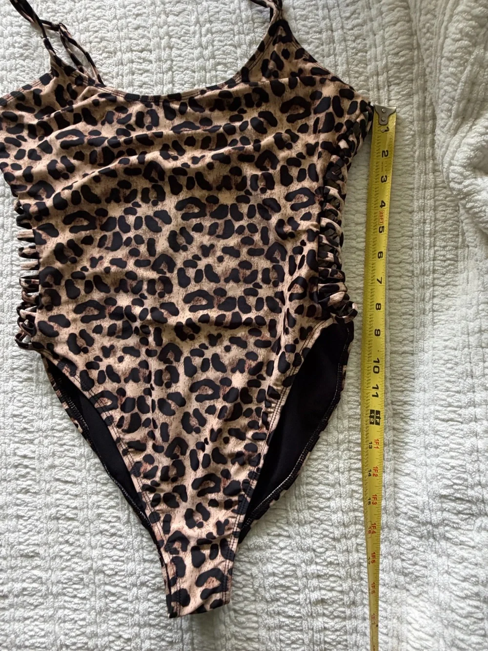 Revamped‎ swim Leopard Strappy Side One Piece Swimsuit Small